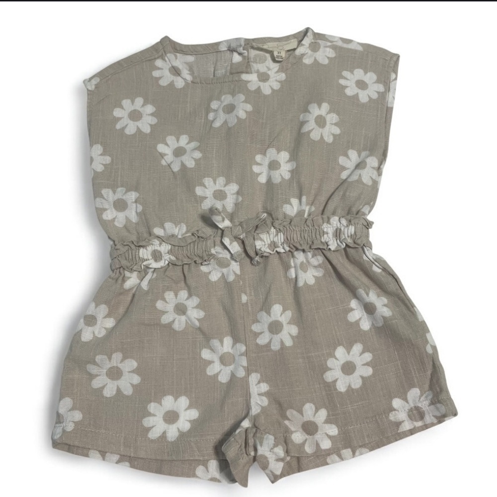 Jessica Simpson Gray Floral Girls Romper